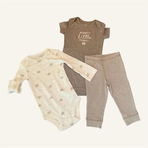 Carter's Boys 3 Piece Set Brown/Tan/White Elephant Theme 9 Months NWT